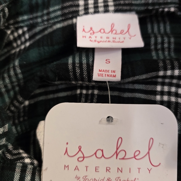 Isabel Maternity Women's Maternity Plaid Flannel Popover Tunin Top, Green- Small - Picture 8 of 10